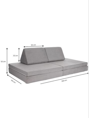 Speelbank met 2 extra kussens in roze & grijze hoes playsofa beschikbaar voor biedingen