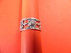 Mooie opengewerkte Zilveren Bandring met roosjes en blaadje, Sieraden, Tassen en Uiterlijk, Antieke sieraden, Verzenden, Zilver