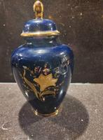 Vintage Limburg Porseleinen Vaas Kobalt Blauw, Gebruikt, Blauw, Aardewerk of Porselein, Ophalen of Verzenden