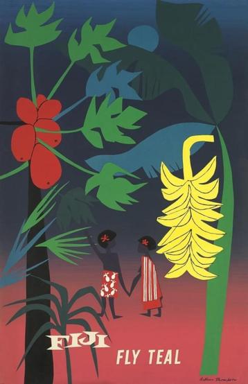 Teal poster Fiji - ca. 1954 - overdruk beschikbaar voor biedingen