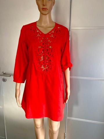 J104 Nieuw: Monari maat 38=M lange blouse tuniek top rood beschikbaar voor biedingen
