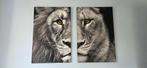 Leeuw Canvas Schilderij - Twee Delig, Huis en Inrichting, Ophalen, Zo goed als nieuw, Schilderij, 75 cm of meer