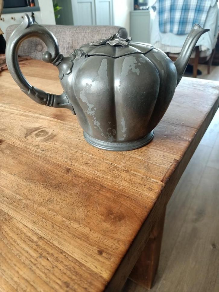 Antieke Tinnen Theepot - R. Broadhead & Co. Sheffield, Antiek en Kunst, Antiek | Tin, Ophalen of Verzenden