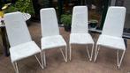 4 witte leren stoelen, Ophalen, Gebruikt, Wit, Leer