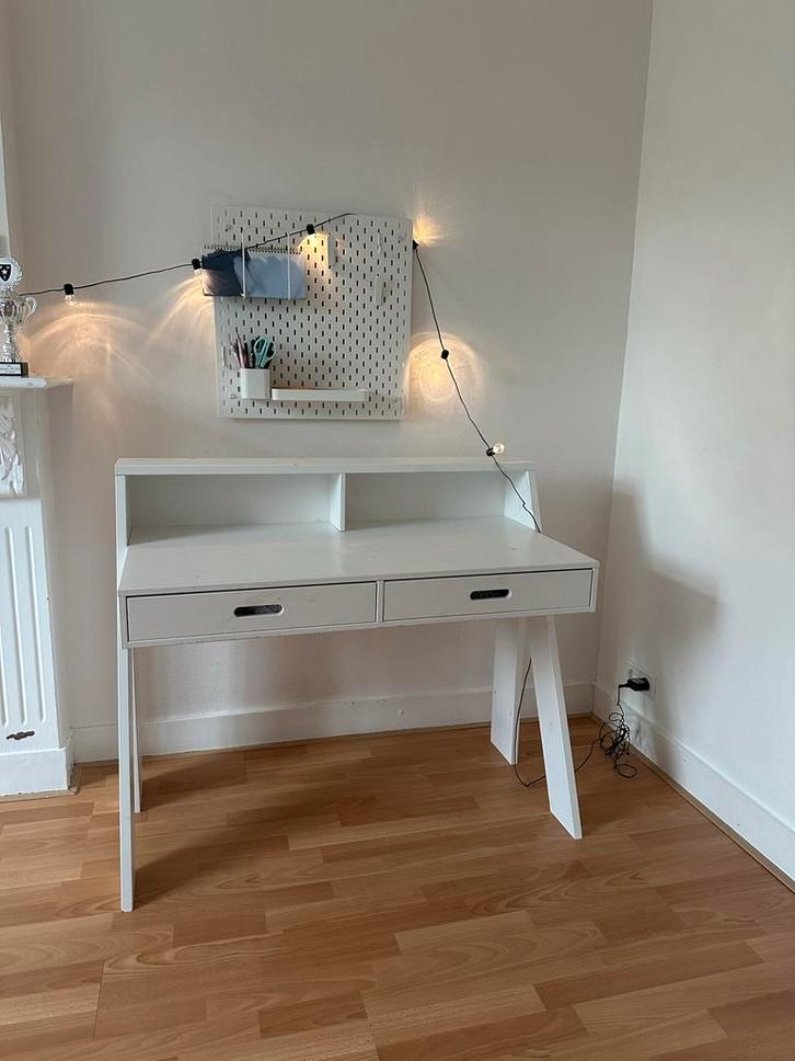 WOOOD Bureau Connect Grenen Wit, Huis en Inrichting, Bureaus, Gebruikt, Bureau, Ophalen of Verzenden
