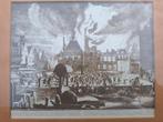 2 oude prenten met afbeeldingen van brand in Amsterdam, Gebruikt, Ophalen of Verzenden, Gebouw, Voor 1940