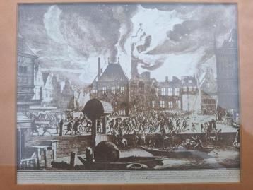 2 oude prenten met afbeeldingen van brand in Amsterdam beschikbaar voor biedingen