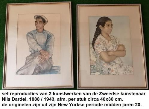 NILS DARDEL, Zweeds kunstenaar, 2 stuks reproducties 1925, Antiek en Kunst, Kunst | Tekeningen en Foto's, Ophalen of Verzenden