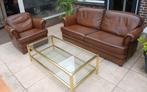 Zeldzaam Pierre Vandel Paris Salontafel Messing Glas - 70's, Gebruikt, 100 tot 150 cm, Minder dan 50 cm, Rechthoekig