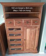 Mooie teak houten kast met veel opbergruimte, Ophalen, Gebruikt, 25 tot 50 cm, 150 tot 200 cm