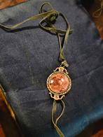 Vintage Echt Lederen Ketting, Gebruikt, Bruin, Ophalen of Verzenden, Overige materialen