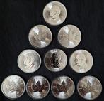 10x 1 oz Maple Leaf Zilver Munten 2025, Ophalen of Verzenden, Zilver