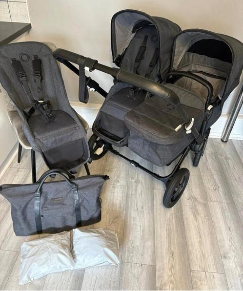 Bugaboo donkey3 zwart tweeling kinderwagen mineral edition, Kinderen en Baby's, Tweelingen en Meerlingen, Zo goed als nieuw, Kinderwagen of Buggy