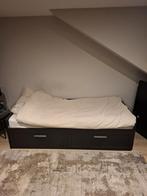 Ikea Brimnes Bedbank - Zwart/Bruin - Incl. Opberglades, Huis en Inrichting, Slaapkamer | Bedden, Ophalen, Eenpersoons, Zwart, 80 cm