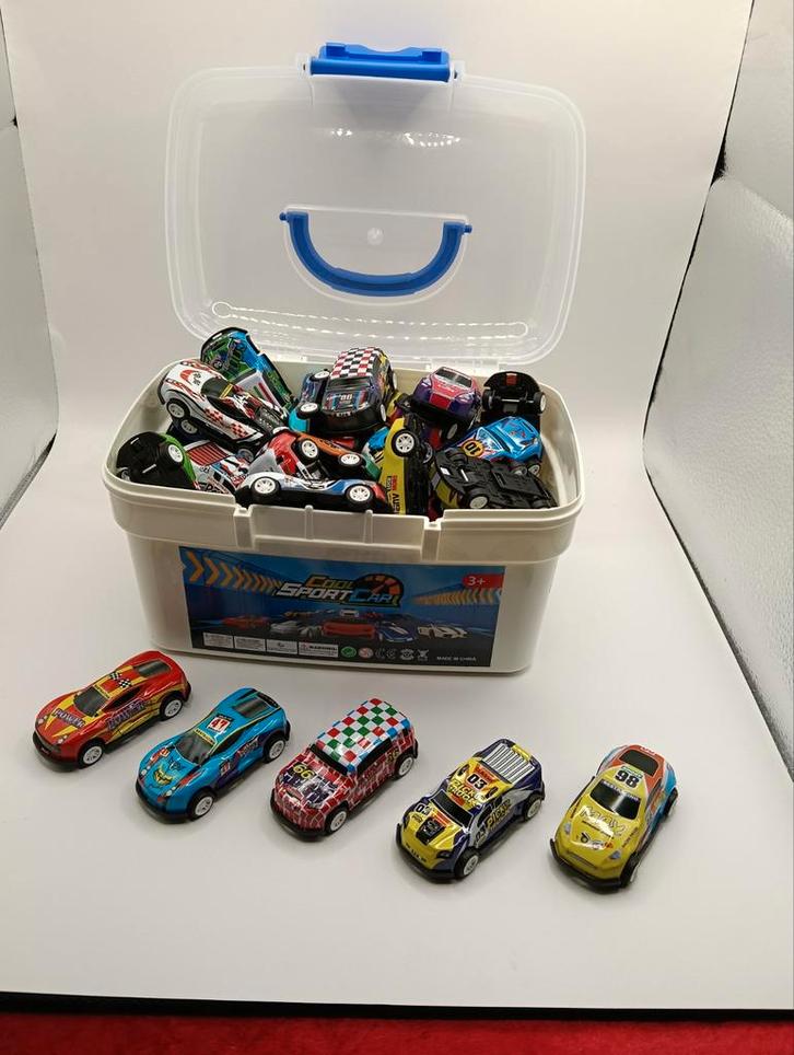 50 stuks pull back autootjes in een box, Kinderen en Baby's, Speelgoed | Speelgoedvoertuigen, Nieuw, Ophalen of Verzenden