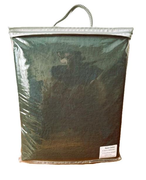 100% linnen dekbedovertrek 240x260 met slopen Grijs/Groen, Huis en Inrichting, Slaapkamer | Beddengoed, Nieuw, Dekbedovertrek