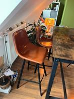 2 Barstoelen Cognac, Huis en Inrichting, Barkrukken, 2 krukken, Ophalen, Gebruikt