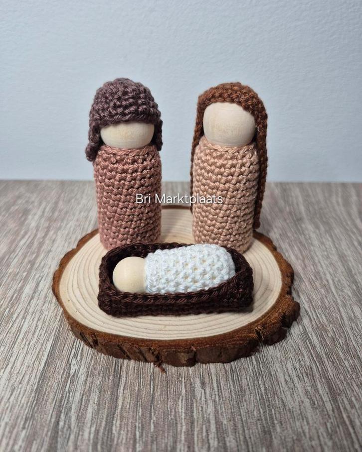 Gehaakt kerststalletje, kerst stal, tafereel, deco jaarring, Hobby en Vrije tijd, Breien en Haken, Nieuw, Haken, Ophalen of Verzenden