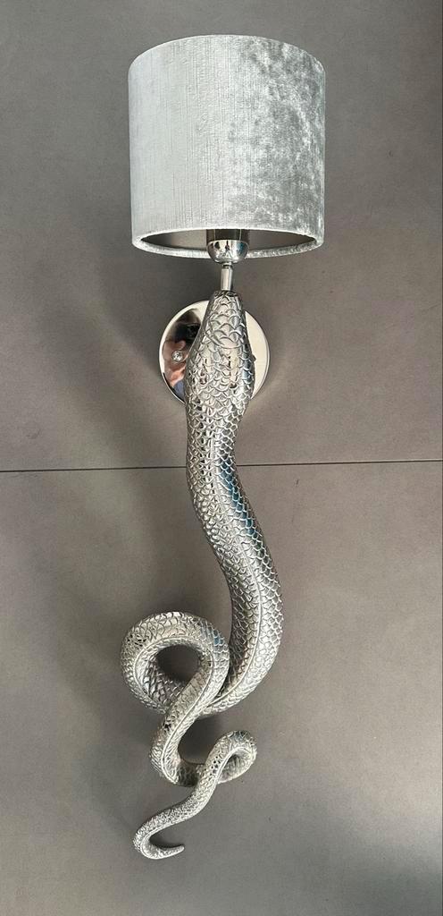 Supergave Snake Wandlamp Nikkel met Zilverkleurige Kap, Huis en Inrichting, Lampen | Wandlampen, Nieuw, Metaal, Ophalen