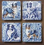 Australian Shepherd Delfts Blauw onderzetters met houder, Ophalen of Verzenden, Nieuw, Glas of Kopje