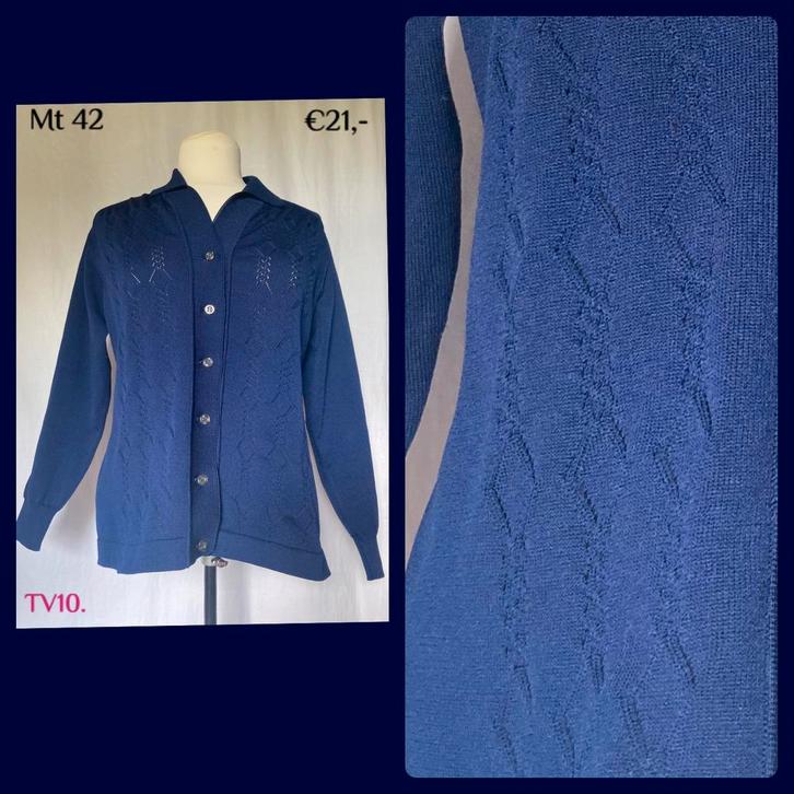 TV10. Vintage vestje mt 42, Kleding | Dames, Truien en Vesten, Gedragen, Maat 42/44 (L), Blauw, Verzenden