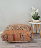 Kelim vintage poef, marokkaanse zitkussen peach kleur, Verzenden, Nieuw, 50 tot 75 cm, 50 tot 75 cm