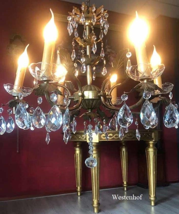 Kristallen kroonluchter / hanglamp kristal pegels antiek, Huis en Inrichting, Lampen | Kroonluchters, Gebruikt, Overige materialen