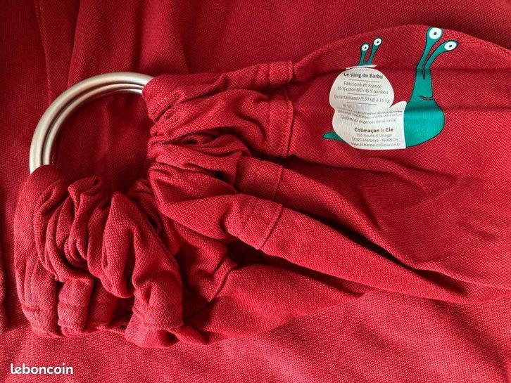 Rode ringsling draagdoek bio katoen+bamboe Le Sling du Bardu, Kinderen en Baby's, Babydragers en Draagdoeken, Zo goed als nieuw
