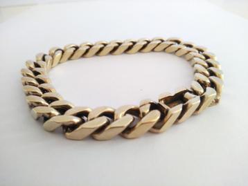 HEREN-ARMBAND goud-op-zilver, lengte 23 cm, breed 1 cm beschikbaar voor biedingen