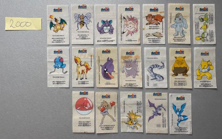 19 Dunkin Pokémon kauwgom stickers, Verzamelen, Overige Verzamelen, Zo goed als nieuw, Ophalen of Verzenden