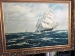 Reproductie zeegezicht met 2 Clippers, 95x70 cm mooie lijst, Ophalen