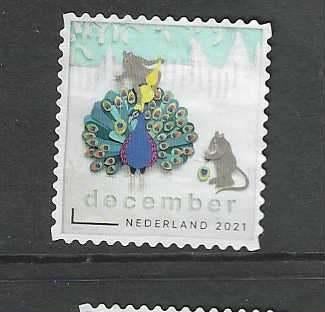 december 2021 - pauw, Postzegels en Munten, Ophalen of Verzenden, Na 1940, Gestempeld