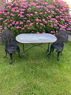 Gietijzeren tuinset bistroset 3-delig, Ophalen, Gebruikt, Overige materialen, 2 zitplaatsen