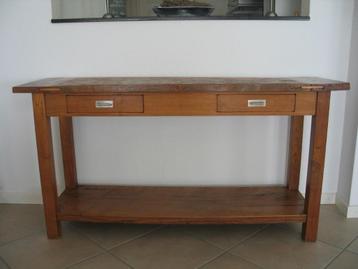 Koloniale Sidetable van echt oud teakhout beschikbaar voor biedingen