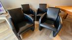 4 stuks eetkamerstoelen zwart leder, Huis en Inrichting, Stoelen, Gebruikt, Zwart, Leer, Ophalen of Verzenden