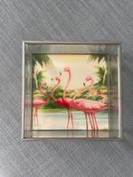 Glazen opbergdoosje met flamingo print, Ophalen of Verzenden, Zo goed als nieuw