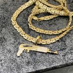 14k gouden ketting met hanger ak47 m4 koningsketting, Ophalen of Verzenden, Zo goed als nieuw, Goud