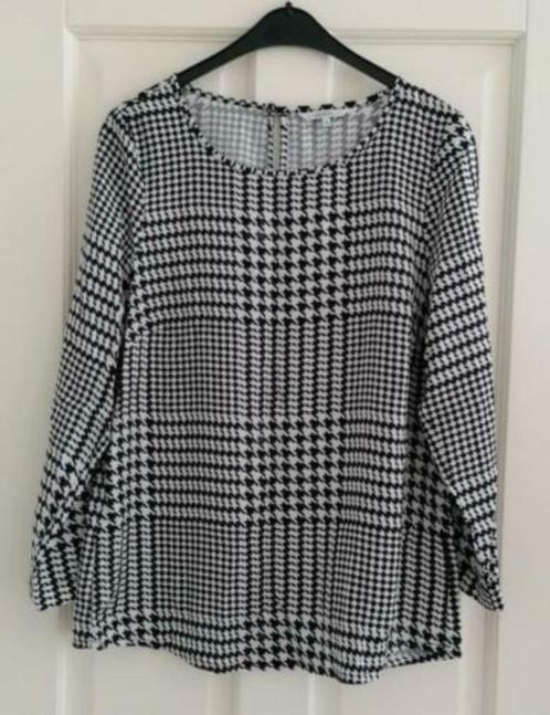 Sandwich zwart wit druk printje longsleeve top mt 40 34919, Kleding | Dames, Tops, Zo goed als nieuw, Maat 38/40 (M), Zwart, Lange mouw