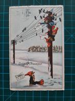 ansichtkaart a209) drie kabouters in de telefoonpaal., Ophalen of Verzenden, 1920 tot 1940, Gelopen, Overige thema's