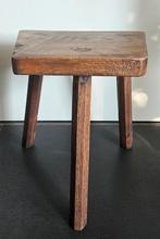 Antieke eiken driepoot krukje, Ophalen of Verzenden, Gebruikt, Hout