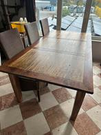Teak eetkamer tafel met 4 stoelen, Gebruikt, 100 tot 150 cm, Teakhout, 200 cm of meer