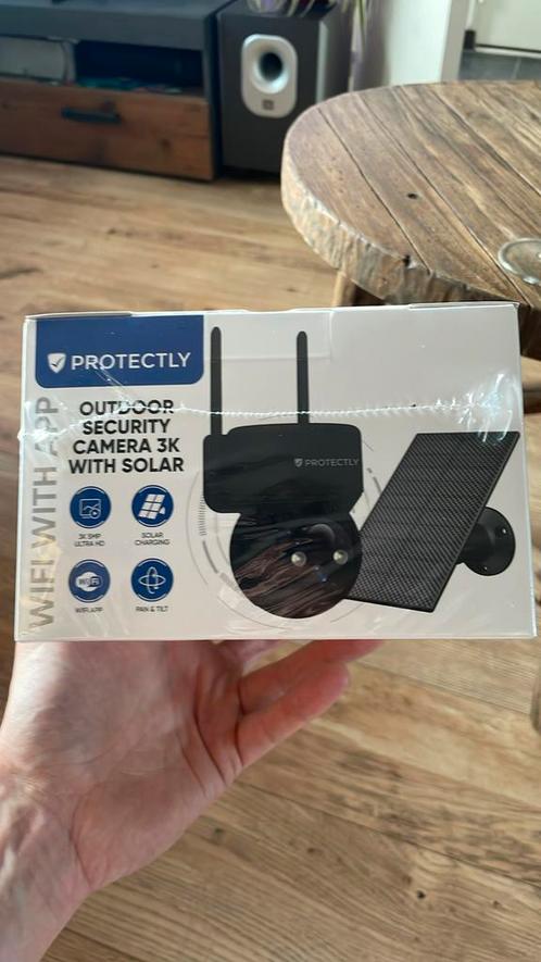 Protectly outdoor security camera 3K met zonnepaneel, Audio, Tv en Foto, Videobewaking, Nieuw, Buitencamera, Ophalen of Verzenden