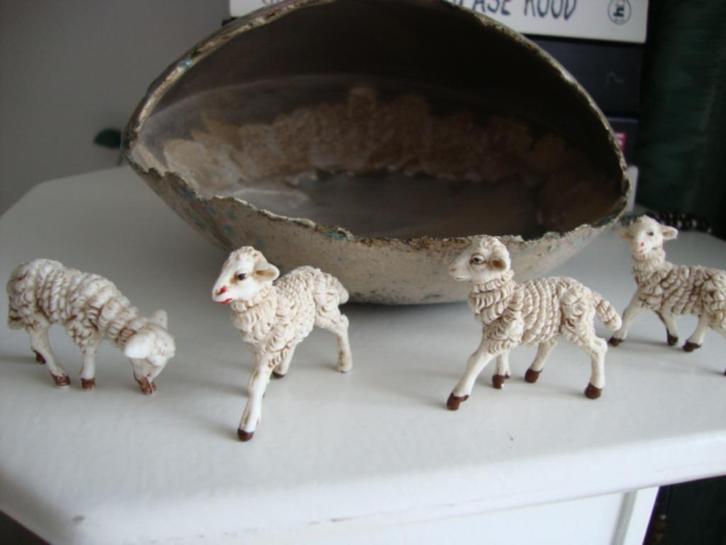 Oude schaapjes 4 stuks kerst schaapjes, Diversen, Kerst, Gebruikt, Ophalen of Verzenden