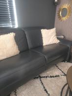 Lederen bank - Zwart - Twee a driepersoons, Ophalen of Verzenden, Zo goed als nieuw, Leer