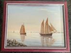Olieverf - C. Peper - Zeilschepen op het IJsselmeer, Ophalen