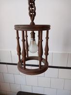 mooie vintage lamp hanglamp voor de hal, hout Frans brocante, Ophalen of Verzenden