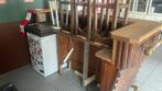 Houten bar met kast voor mancave + barkrukken, Ophalen, Gebruikt, Inclusief barstoelen