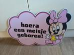Minnie Mouse Geboorte Bord - Hoera een Meisje!, Huis en Inrichting, Woonaccessoires | Tekstborden en Spreuken, Ophalen of Verzenden