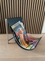 Lectuurbak  vintage jaren ‘80 zwart / chroom, Huis en Inrichting, Woonaccessoires | Krantenbakken en Lectuurbakken, Ophalen, Gebruikt