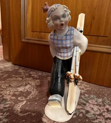 Vintage Italiaans Porseleinen Skiër Beeld beschikbaar voor biedingen